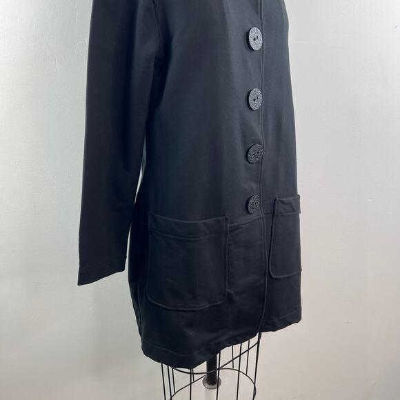 Neon Buddha Black Cardigan Sweater Round Neck Big Button Long Sleeve Sz Large L - Picture 8 of 9